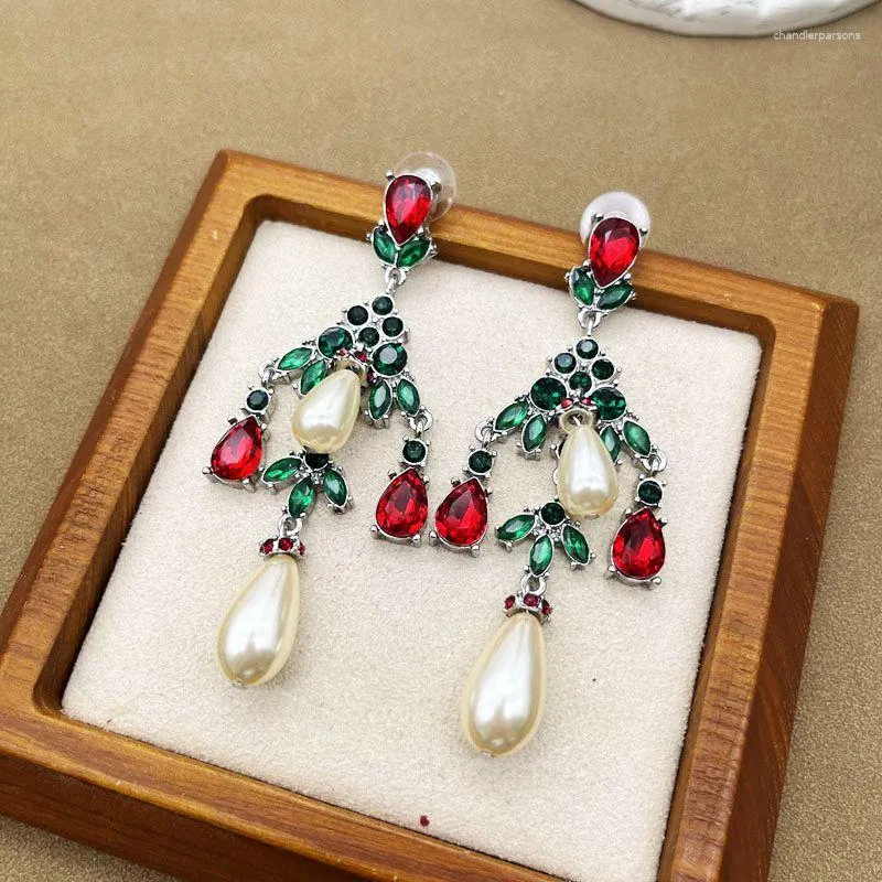 Boucles d'oreilles à clous, bijoux de luxe, pendentif en perles en forme de larme, accessoires en verre coloré, cadeaux de fête de mariage