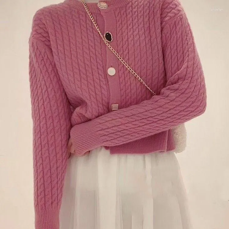 Kadın Örgüleri Giyim 2023 Koreli Versiyon Kısa Stil Mizaç Kızarmış Hamur Twist Sweater Örgü Koyan Trendi
