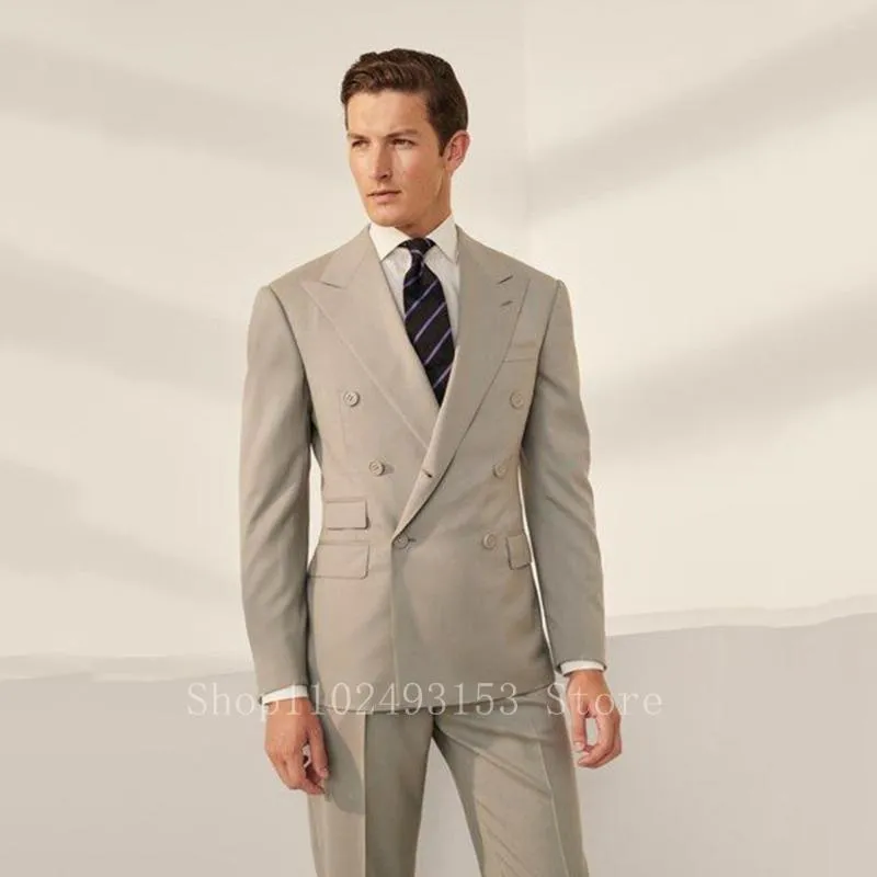 Mens Suits 2023 Fashion Men Slim Fit Double Breasted Elegant Formal