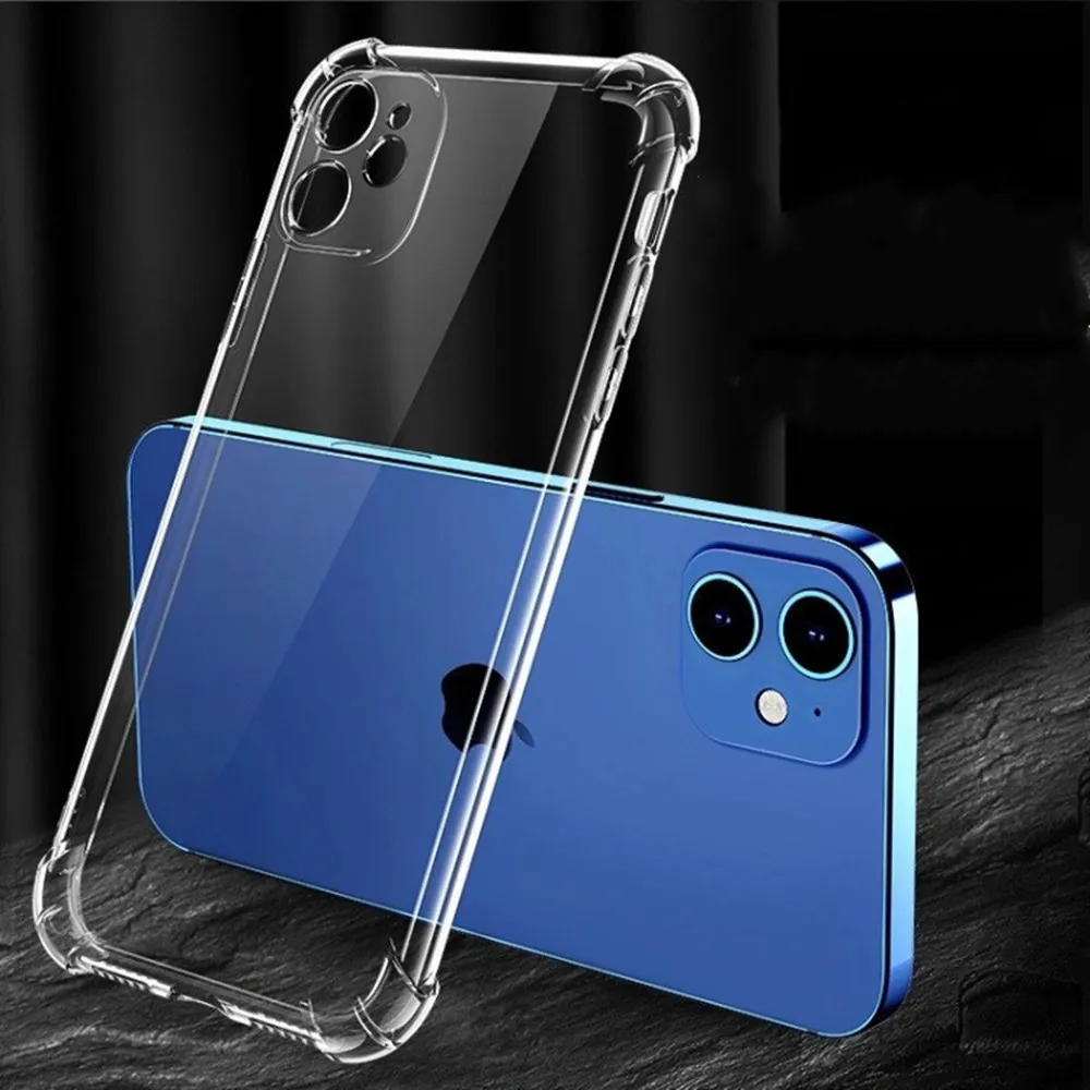 Shockproof Transparent Case For iPhone 15Pro Max 14 13 12 11Pro Max X Xs XR Max 7 8 Plus Bumper Cases Cover Sport Anti Fall Fingerprint Proof