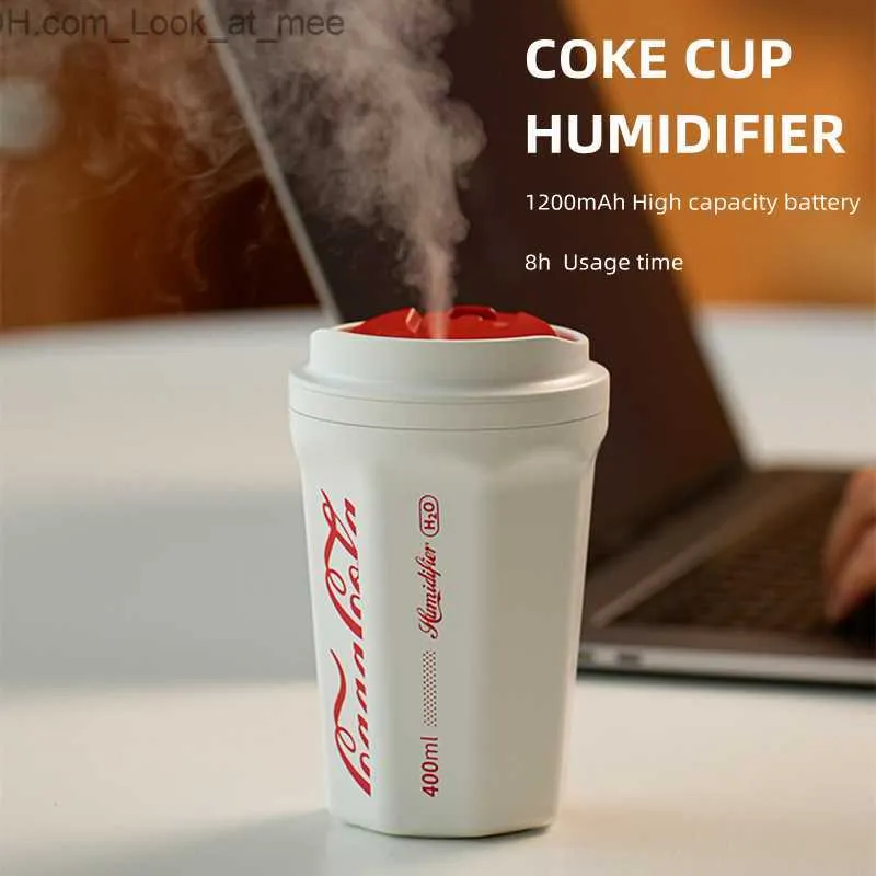 Nawilżacze Trendy COLA CUP AIR HILLIDIFIER 400 ml przenośne dyfuzor olejki eteryczne do domu 1200 mAh Aromaterapy nawilżacze dyfuzory Q230901