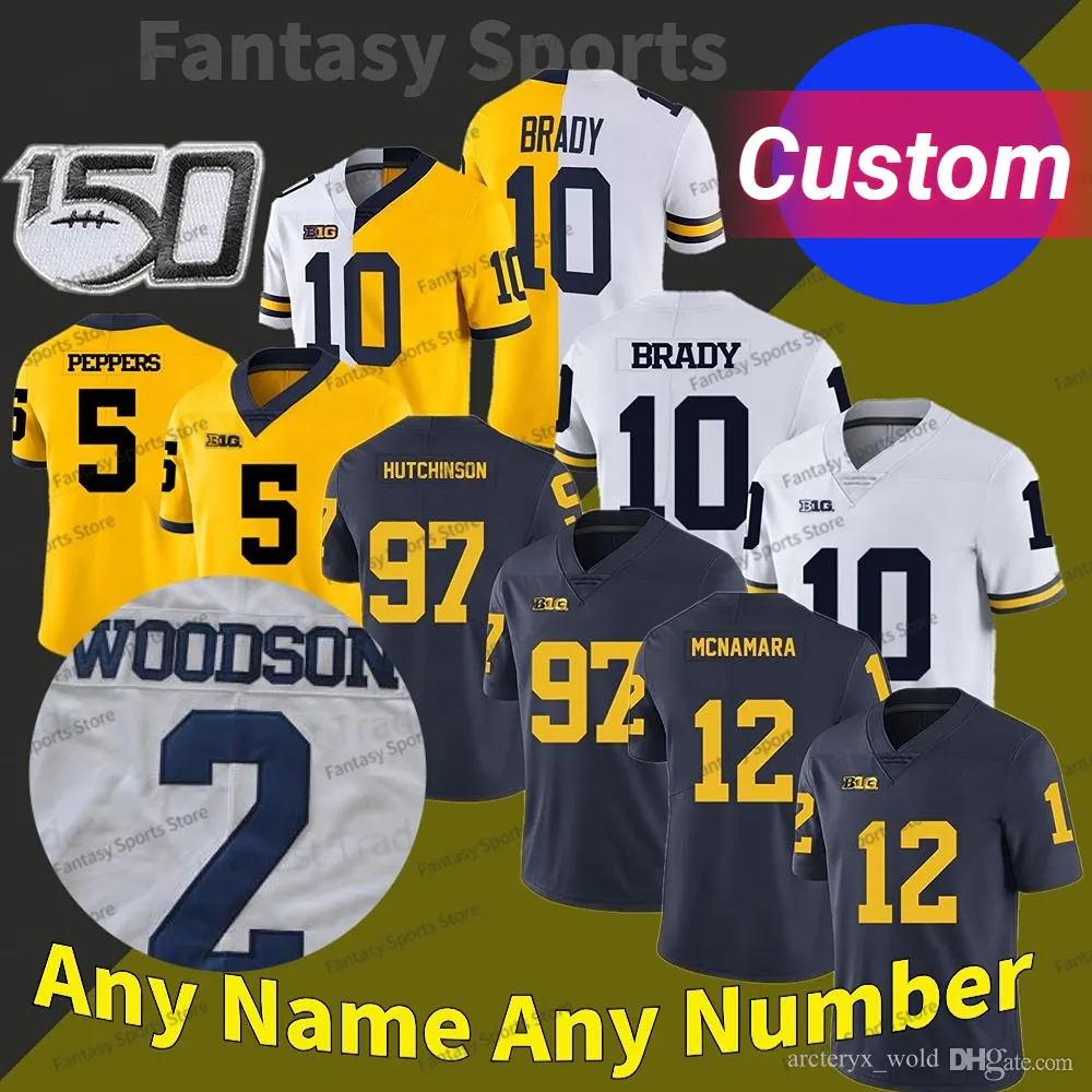 Aidan Hutchinson Michigan Wolverines Football Jersey College Tom Brady Charles Woodson Cade McNamara Blake Corum McCarthy Edwards Schoonmaker Morris Wilson XXXL