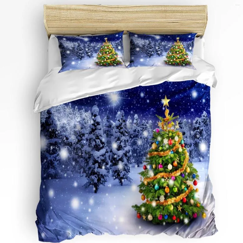 Ensembles de literie Boule d'arbre de Noël Housse de couette Ensemble de lit pour double maison Textile Couette Taies d'oreiller Chambre (sans drap)