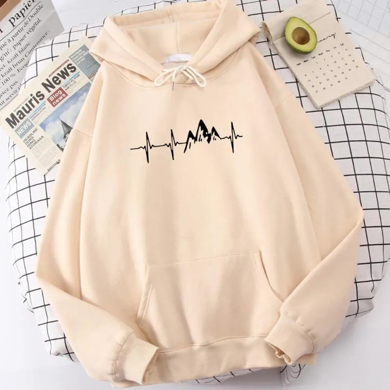 Men's Hoodies Comfortable Brand Sportwear Funny Mountain Ecg Printing Sweatshirt Thermal Vintage Mens Hoodie Oversized Soft