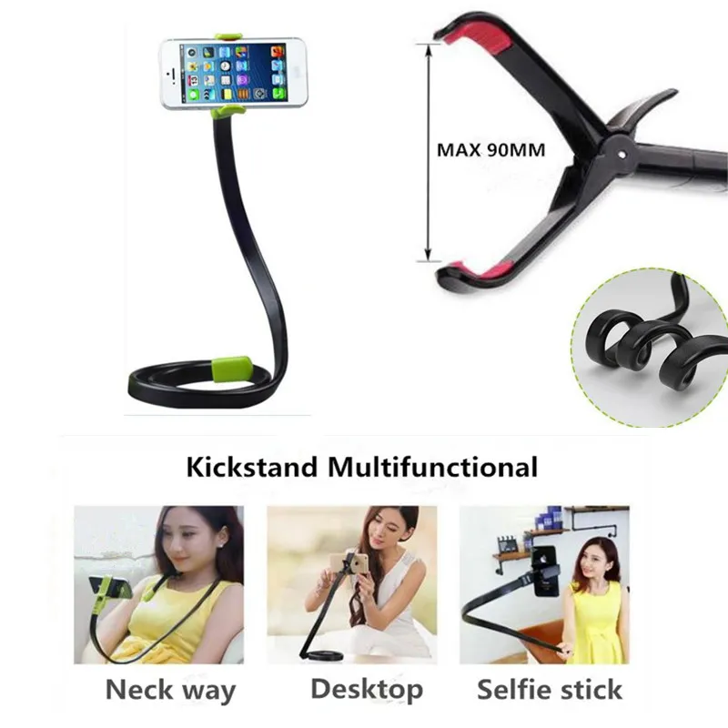 New Creative Hang Neck Kickstand bed lazy Holders Selfi stick desktop multifunctional Mobile phone holder Universal Mobile phone