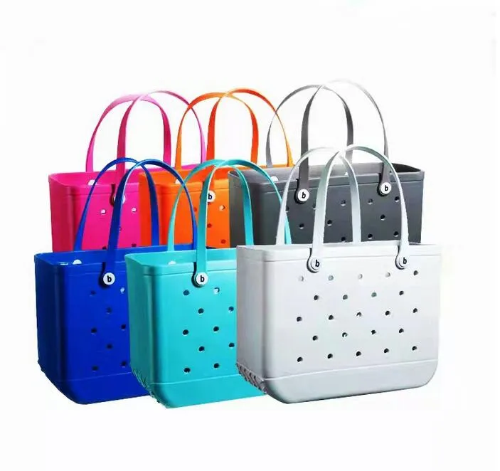 Bag Silicone Beach Totes Custom Tote Bag EVA Beach Basket Women Picnic Tote Bag Holes Waterproof Handbag Pouch Shopping Shoulder Bag