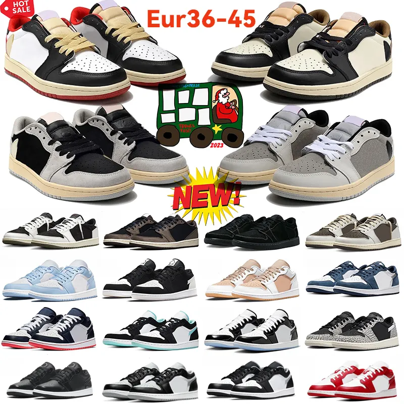 Vente chaude Jumpman 1 Chaussures de basket-ball basses 1S Baskets olive Reverse Mocha Noir Phantom Shadow Toe Wolf Gris Vintage Rose Hommes Femmes Baskets de sports de plein air Taille 36-45