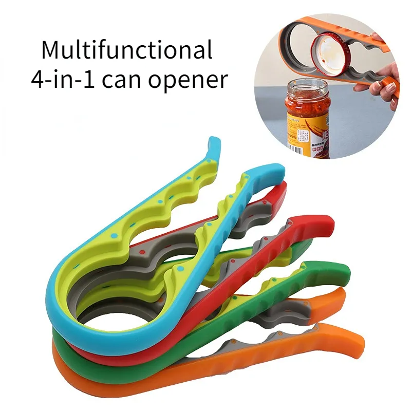 4 In 1 Can Openers Portable Can Beer Bottle Jar Openers Multifunction Wrench Jar Opener Kitchen Gadgets Cooking Accessories