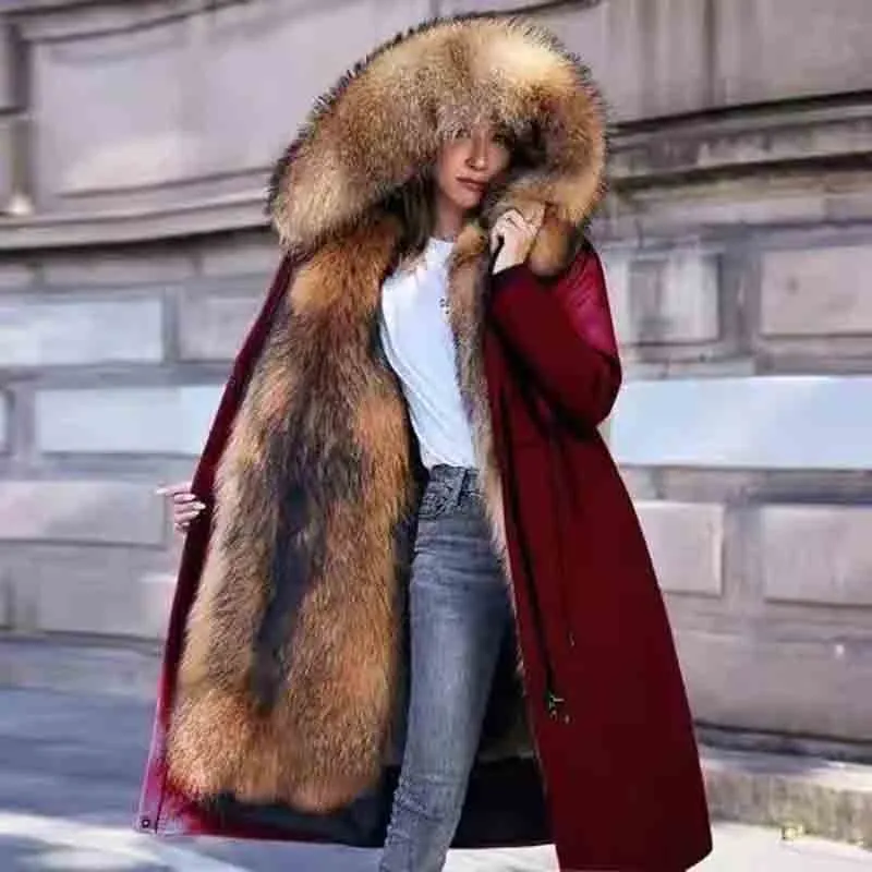 Winter Knee Length Hooded Raccoon Fur Coat With Detachable Fur Slim Warm And Casual For Women 5XL By QNPQYX From Qnfy001 41 DHgate.Com
