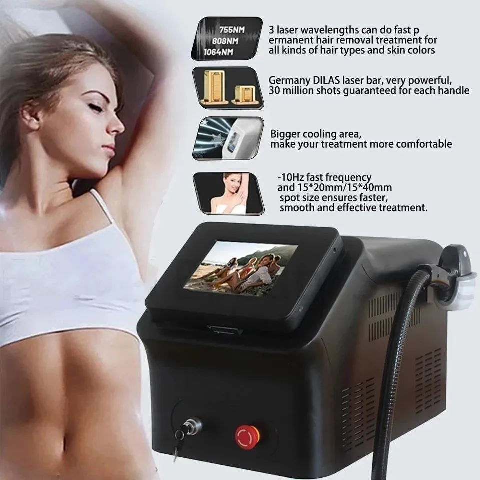 808nm Diode Laser OEM Pain-free Hair Removal Reduction Depilation Machine Portable Hair Care Melanin Eradicated Device