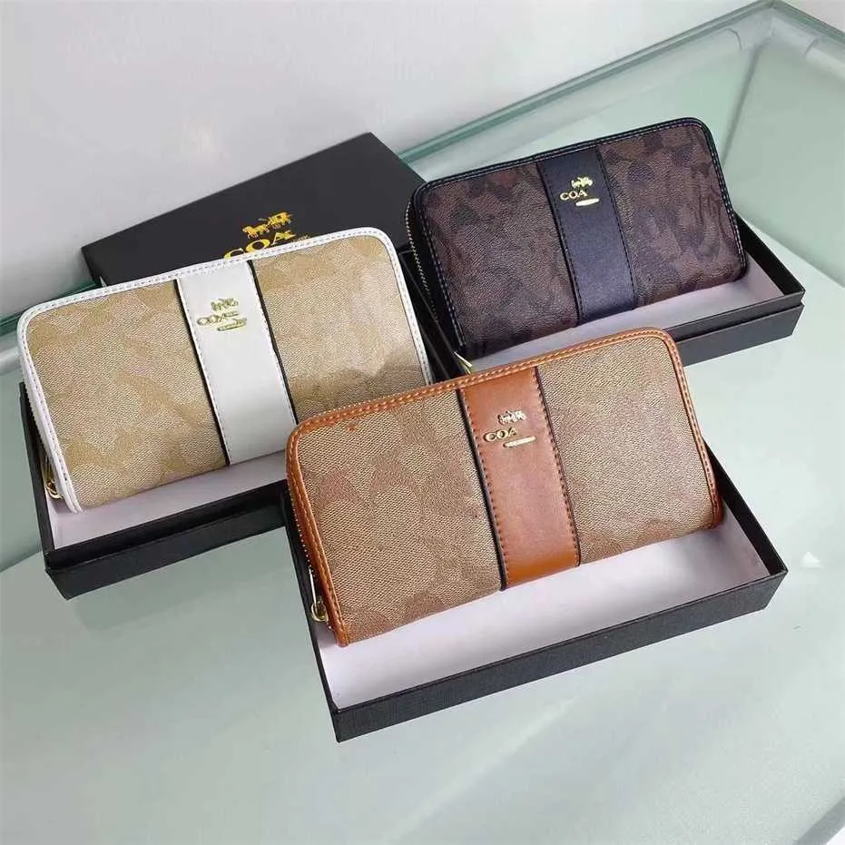 Nuovo portafoglio lungo con cerniera in stile Kou, scatola porta carte e articolo di lusso Outlet economico con sconto del 50%.
