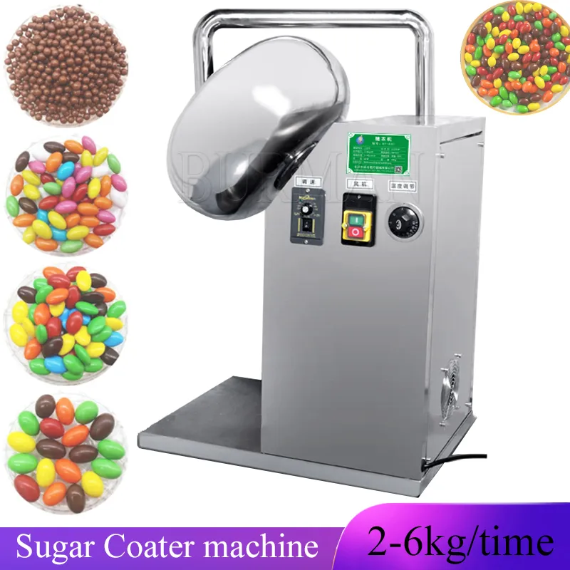 Machine de revêtement de sucre en acier inoxydable, poêle à chocolat, polissage de bonbons, fabrication de collations pour noix et cacahuètes