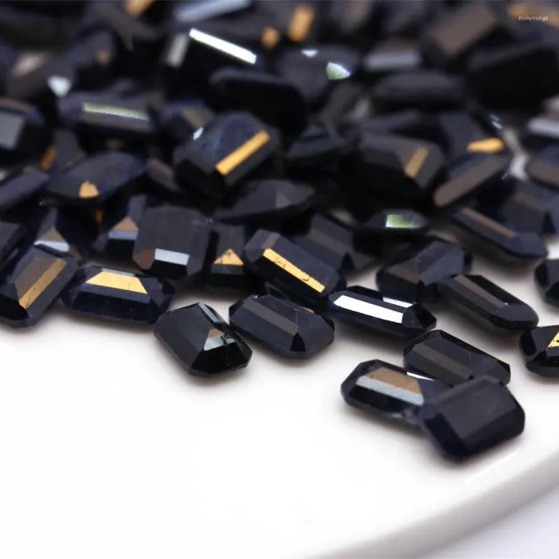 Lose Edelsteine, natürlicher schwarzer Saphir-Edelstein, Achteckschliff, 5 x 7 mm, Ringgesichtsschmuck mit Stein zur Annahme individueller Größen