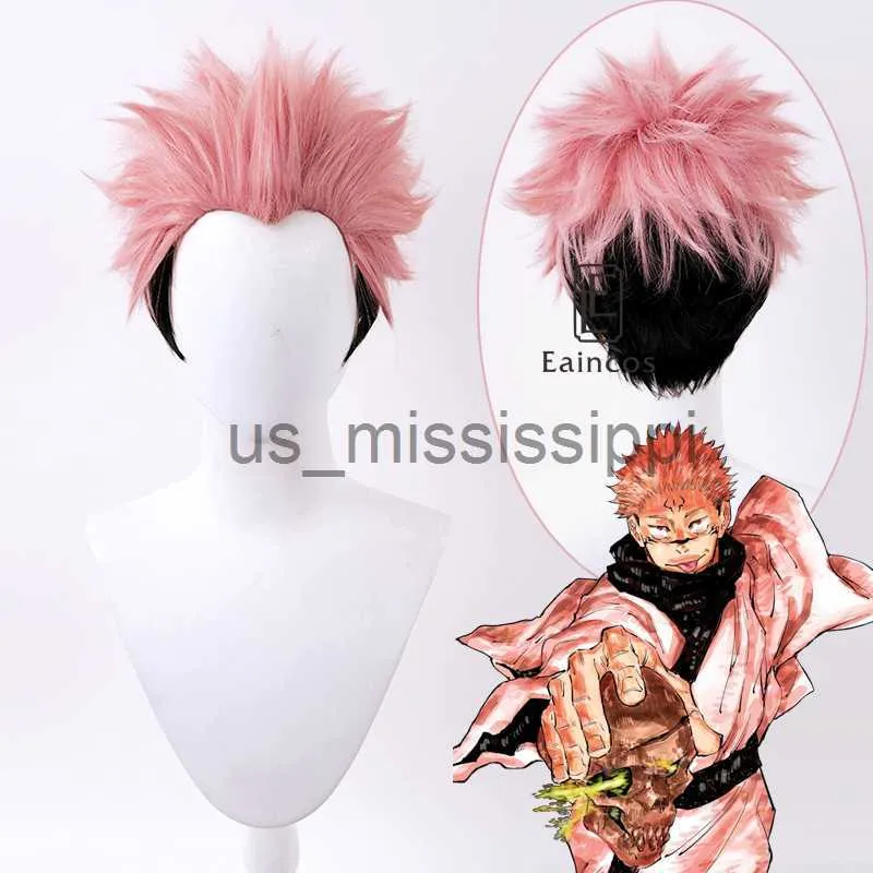 Cosplay perukları anime jujutsu kaisen ryomen sukuna cosplay peruk ısıya dayanıklı sentetik saç cadılar bayramı karnaval kostüm aksesuarları x0901