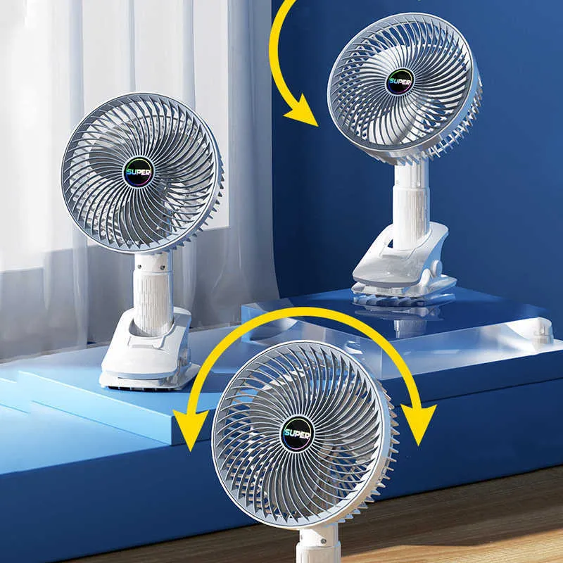 Electric Fans USB Rechargeable Desktop Camping Fan Gears Wireless Electric Clip Cooling Fan for Outdoor Office Summer Cooling Fan R230901