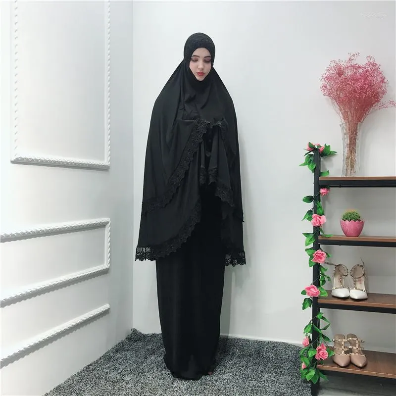 Vêtements ethniques Moyen-Orient Arabie Saoudite Robe noire Hijab Robe Mosquée Service de prière musulmane Dubaï Costume conservateur en vrac