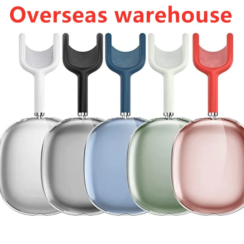 För AirPods Max Headset Accessories Earphone Transparent TPU Shell Solid Silicone Waterproof Protective Case AirPods Maxs Hörlurar Fall