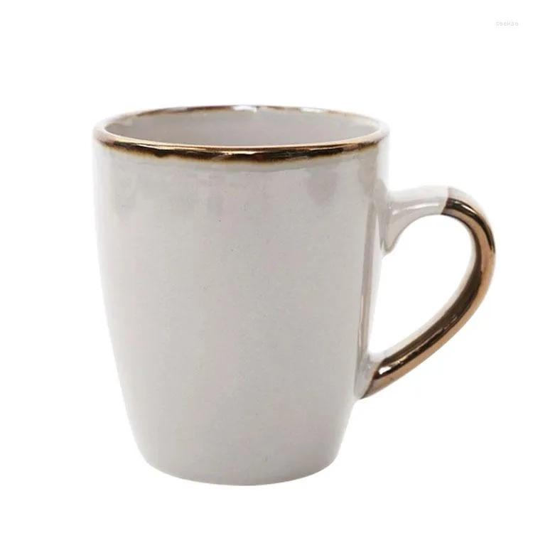 Mugs Bar Restaurant Cafe Heated Ceramic Coffee With Handle Mug Gold Rim