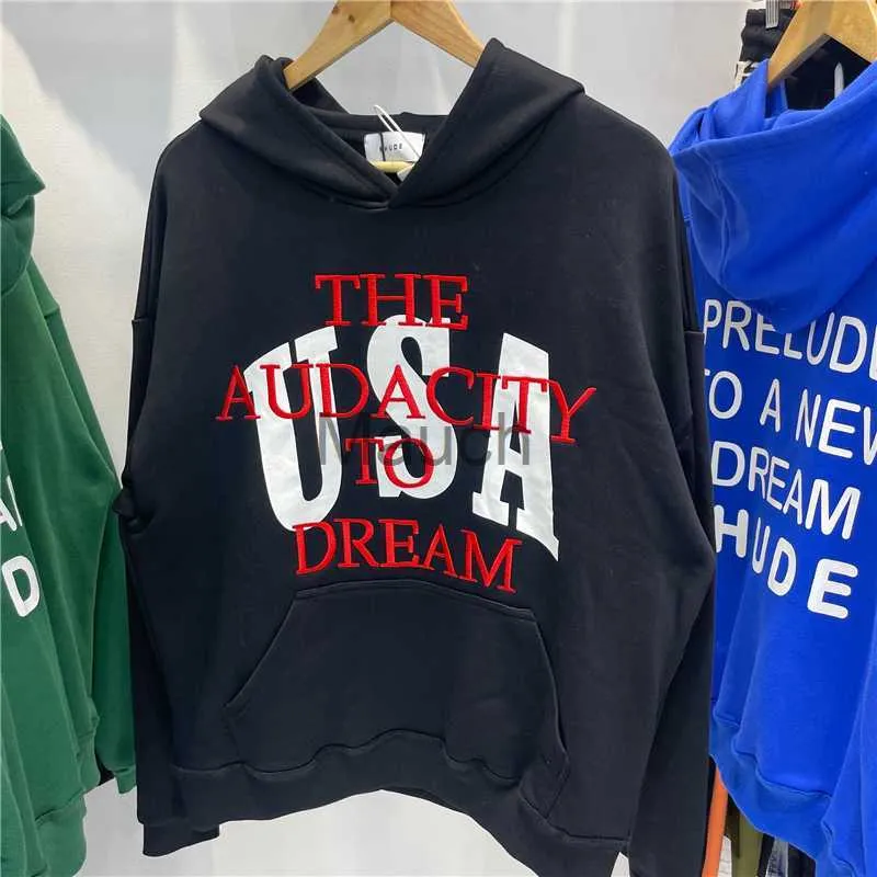 Herren Hoodies Sweatshirts Stickerei USA Hoodie Männer Frauen Hohe Qualität E AUDACITY To DREAM Mit Kapuze Lose Pullover Sweatshirts J230901