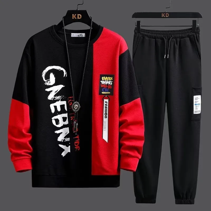 Chándales para hombres Moda Chándal para hombres Otoño Manga larga Sudadera roja Pantalones deportivos Conjunto de 2 piezas Traje casual para hombre Unisex Jogging Ropa para hombres 230831