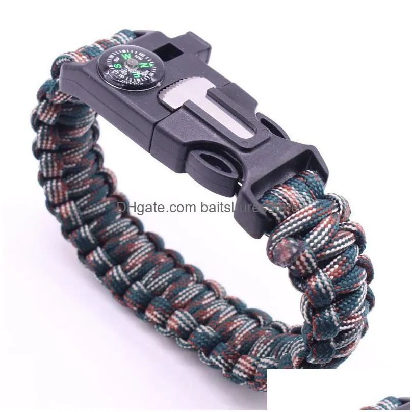 Браслеты выживания браслет Paracord Compass Compass Hand Chain Outdoor Equipment Семьер-ядерное зонтичное веревка Mti-функция Flite Drop