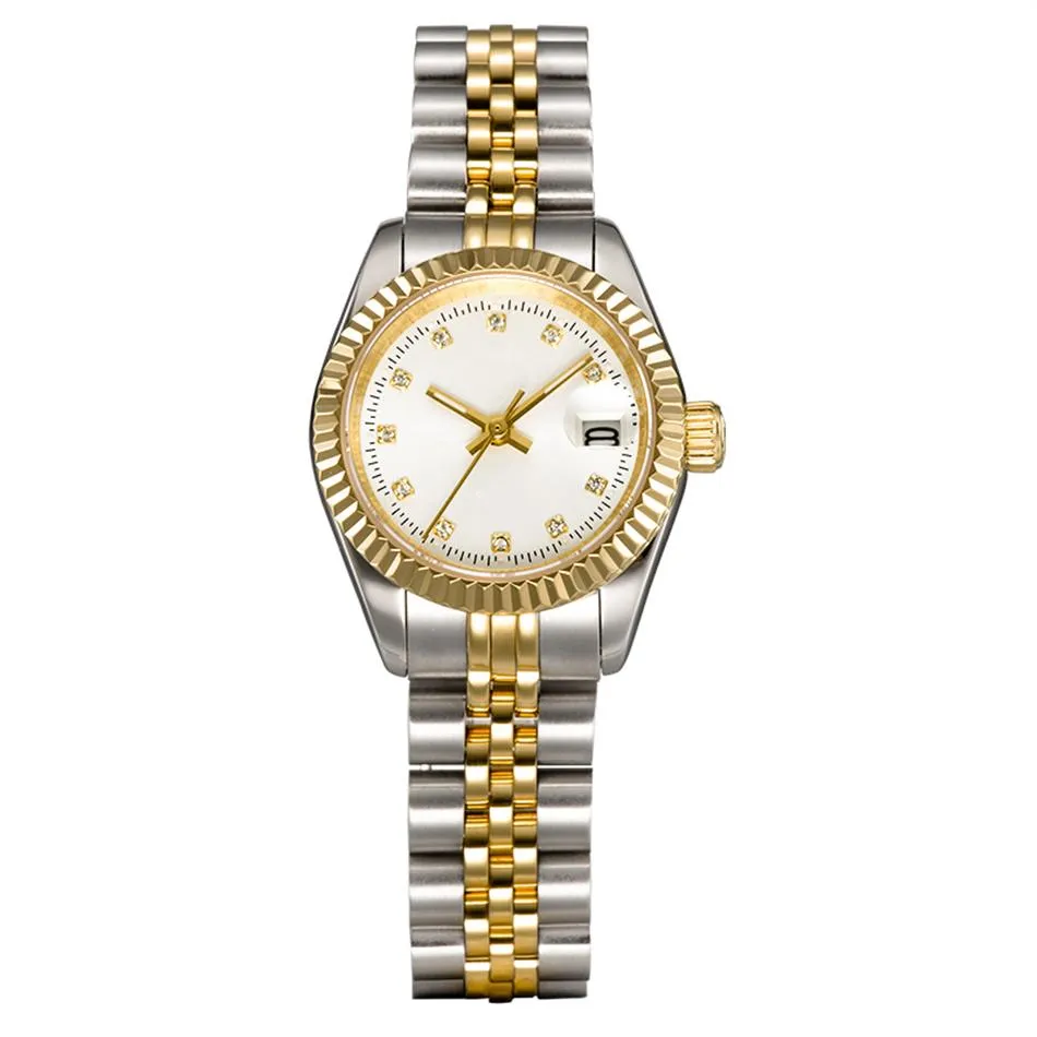 Women Dress Watches Full Rostly Steel 26mm Sapphire Ladies Silver Waterproof Luminous Watch Montres de Luxe Femme3088