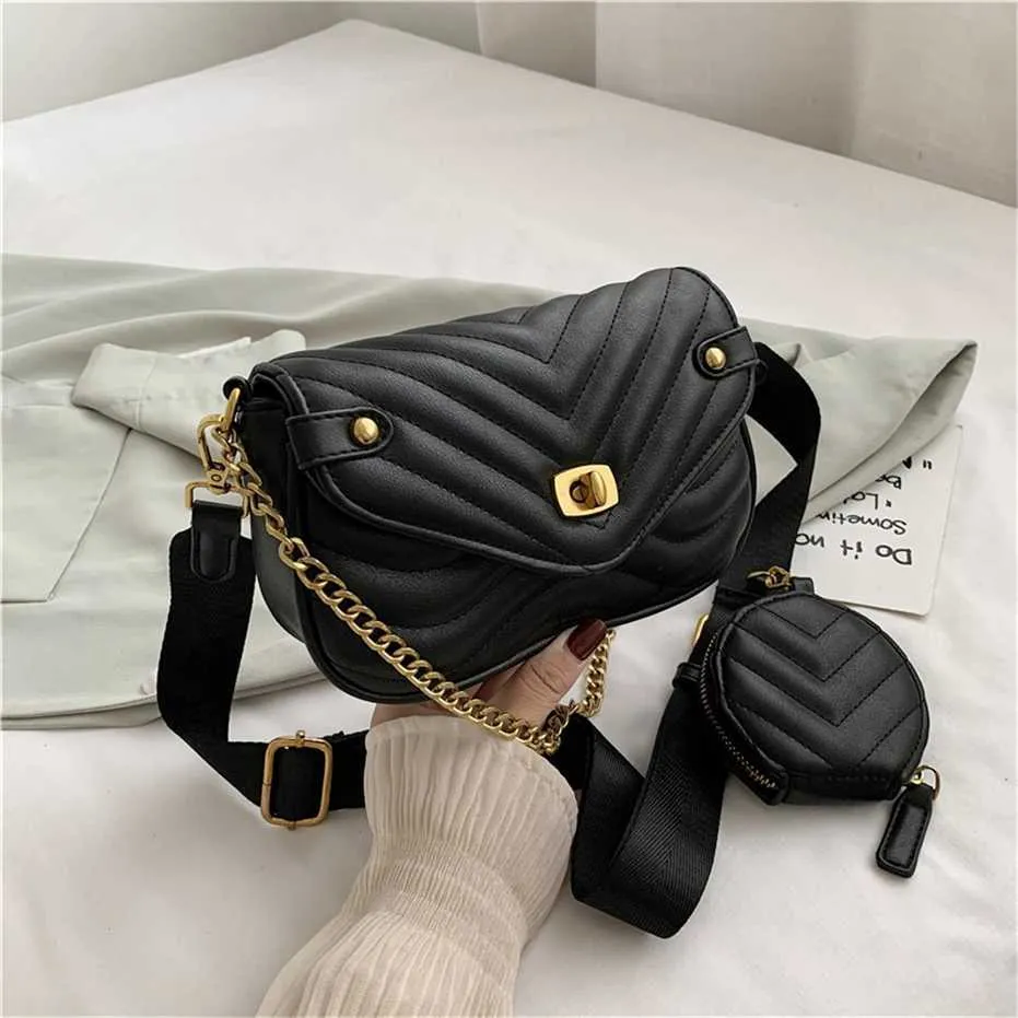 Summer New Fashion Wide Shoulder Strap Crossbody Women's Texture Two Piece Underarm Small Square Bag Cheap Outlet 50% Off