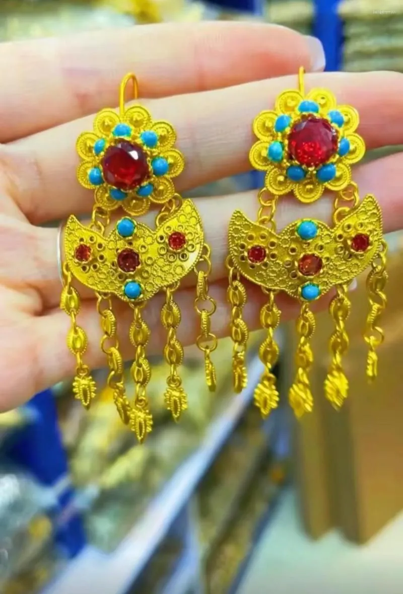 Boucles d'oreilles pendantes plaquées or 24 carats, accessoires de mode YY10127