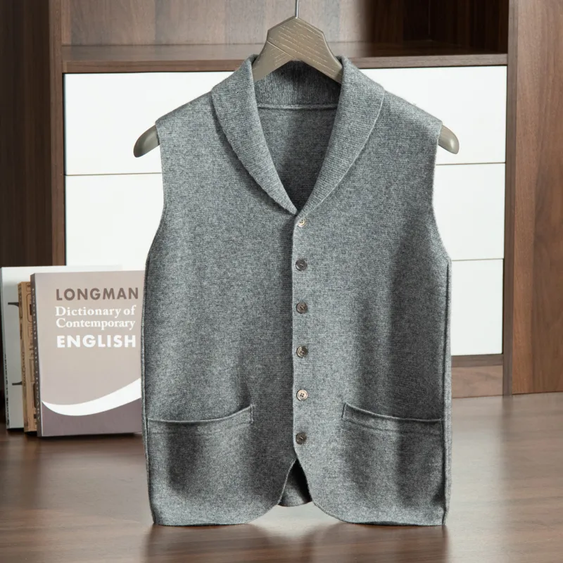 Men's Sweaters ZOCEPT High Quality Goat Cashmere Vest for Men Autumn Winter Casual Knitted Business Lapel Sweater Sleeveless Cardigan Waistcoat 230831