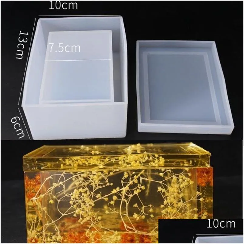 Schmuckschatullen Transparent Sile Mod Getrocknete Blume Harz Dekorative Handwerk DIY Lagerung Tissue Box Form Epoxidformen für T200917 Drop Delive DHSVA