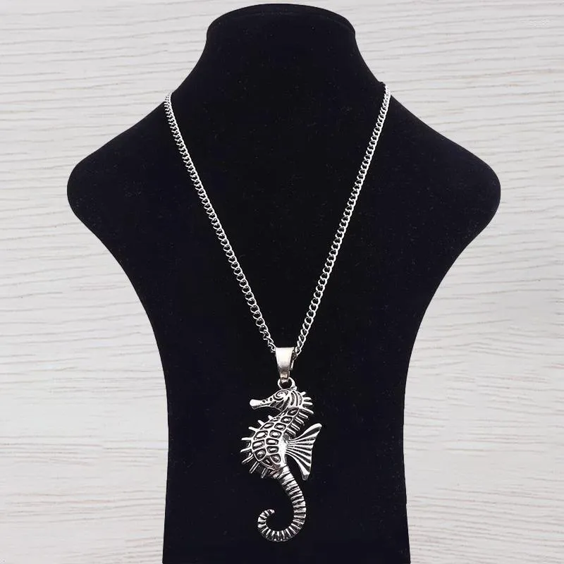 Pendant Necklaces 1 X Tibetan Silver Color Large Sea Horse Seahorse Hippocampus Necklace On Long Link Chain Lagenlook 34"