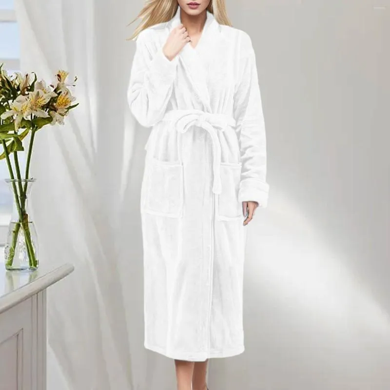 Bata de baño larga para mujer, de felpa suave, talla grande, cálida y  cómoda, para ropa de dormir