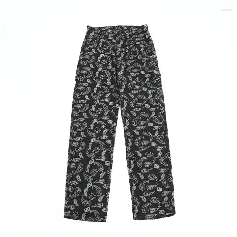 Mens Embroidered Paisley Bandana Jeans Oversized Wide Leg Mens Embroidered Paisley Bandana Jeans Oversized Wide Leg