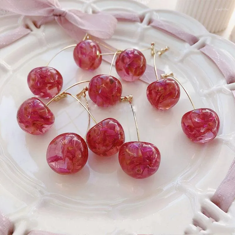Dangle Oorbellen Aomu 2023 Japan Koreaanse Cherry Fruit Vormige Drop Voor Vrouwen Zoete Meisjes Leuke Brincos Lijn Pendientes Sieraden Geschenken