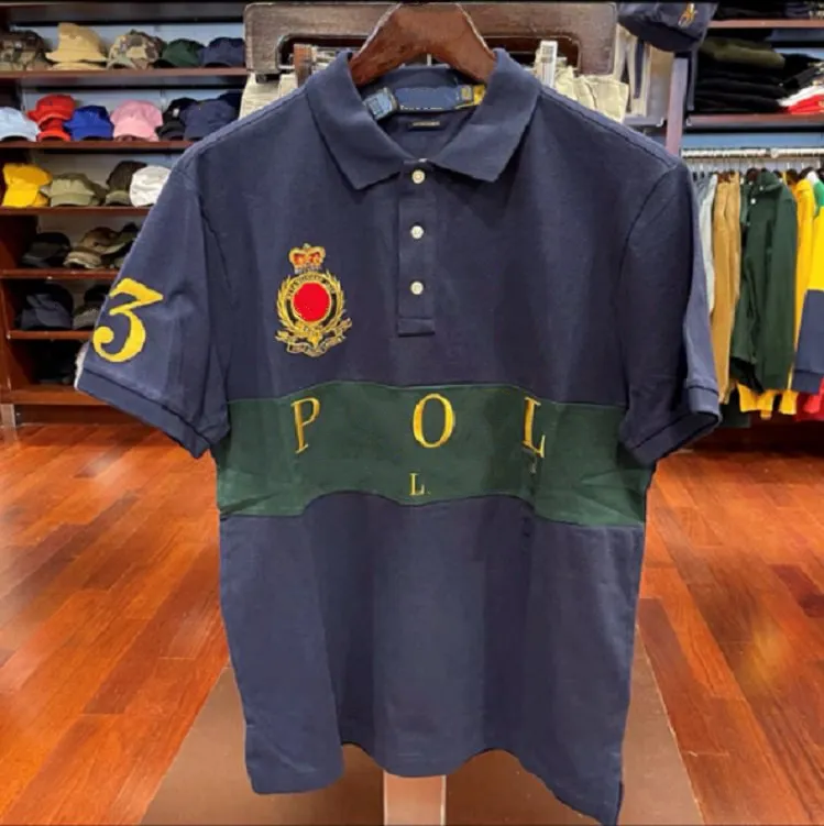 Polos bordados camisa atacado nova marca de moda casual polos masculino manga curta polos camiseta 100% puro s-6xl