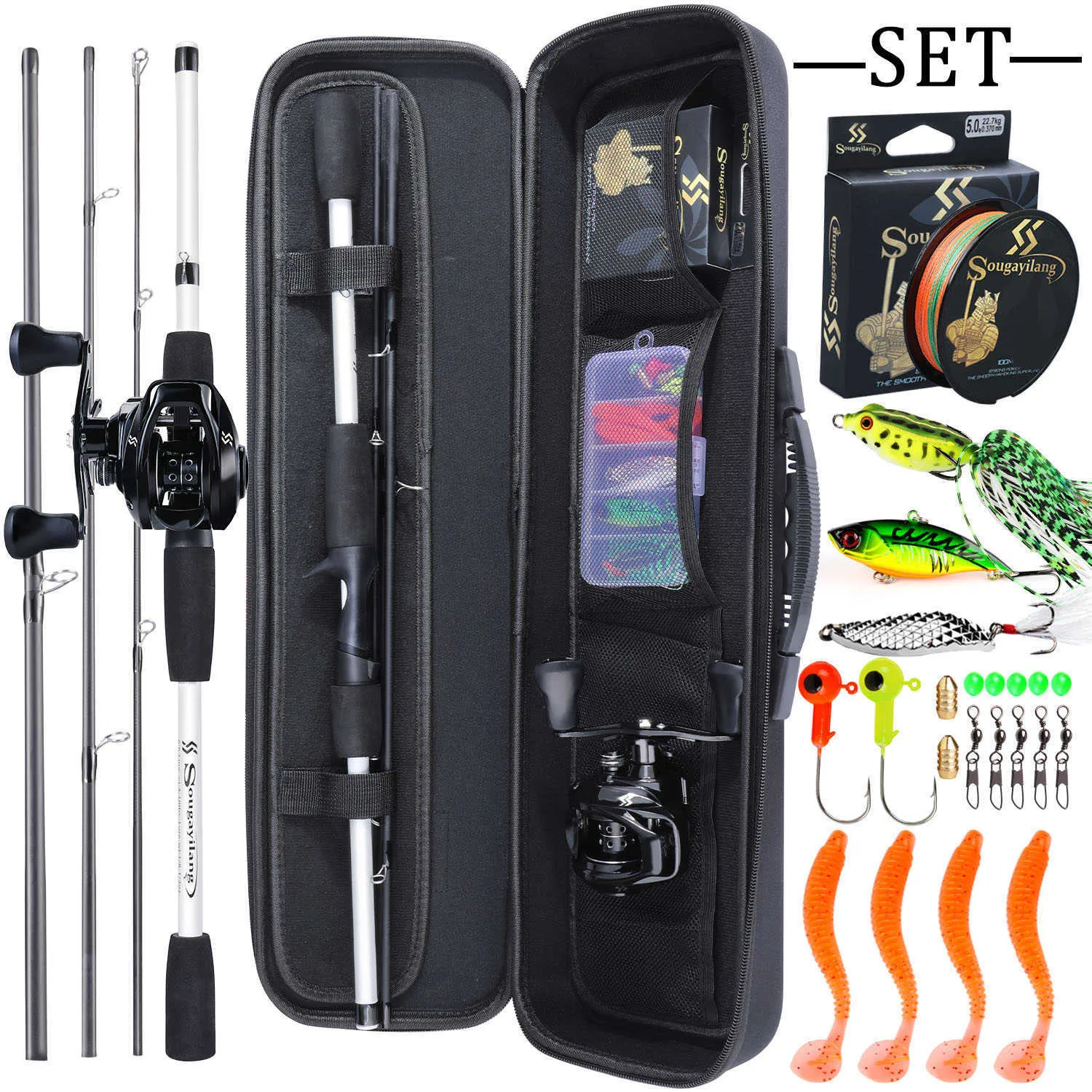 Sougayilang 1.98m M Power Carbon Fiber 4 Section Self Casting Fishing Pole  Set 12+1BB, Left/Right Hand Baitcasting Fishing Reel Combo X0901 From  Kaiser01, $36.28