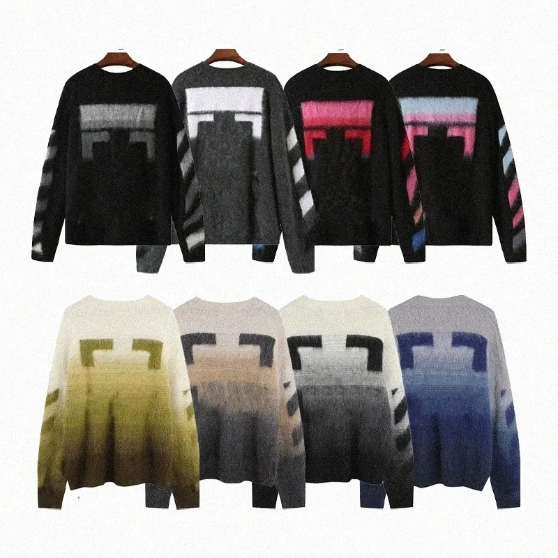 23SS designerskie bluzy swetra męskie męskie jesień zima Keep ciepło wygodne kolor gradientowy Klasyczny wielokolorowy okrągła szyja 520x#