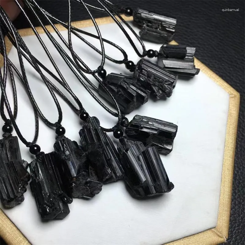 Charms Natural Black Tourmaline Pendant Crystal Carving Polishing Mature Charm Jewelry Birthday Present 1PCS