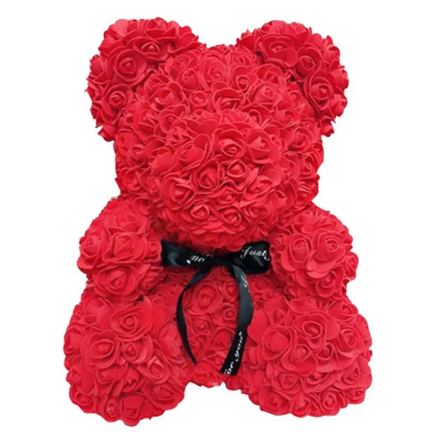 Valentijnsdag Cadeau 25 cm Rode Roos Teddybeer Roos Bloem Kunstmatige Decoratie Kerstcadeaus Vrouwen Valentijnsdag Gift3273