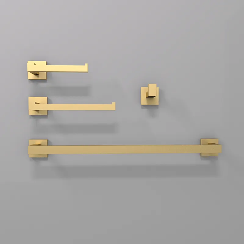 Bath Accessory Set Bathroom Hardware Gold Robe Hook Towel Rail Bar Rack Shelf Hanger Tissue Toilet Roll Paper Holder Wall Bathroom Accessories 230831