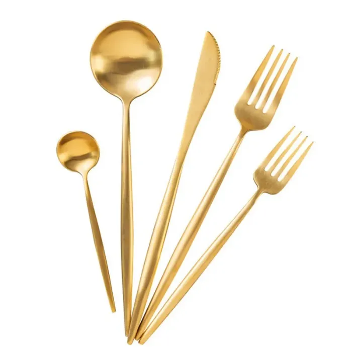 Gold Flatware Wedding Dinnerware Gold Cutlery Knife Fork Spoon Stainless Steel Tableware Silverware