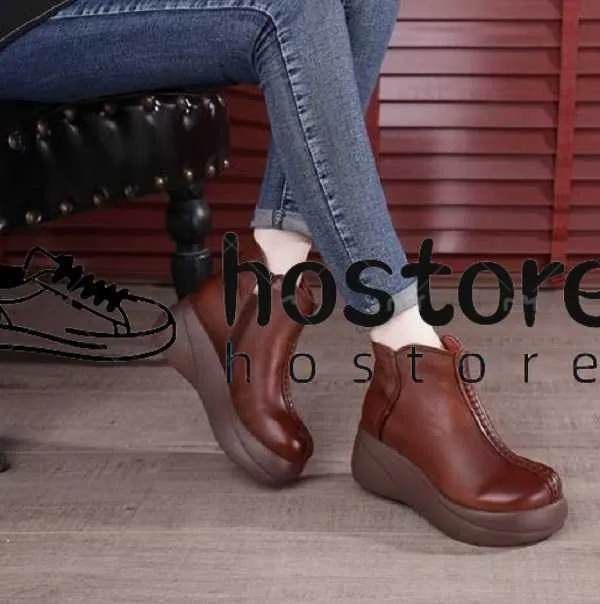 Botlar Kahverengi Siyah Platform Kadınlar Üç Ayakkabı Lady Womens Boot Deri Ayakkabı Eğitmeleri Spor Saborunlar Boyut 35-40 06561 S482 S