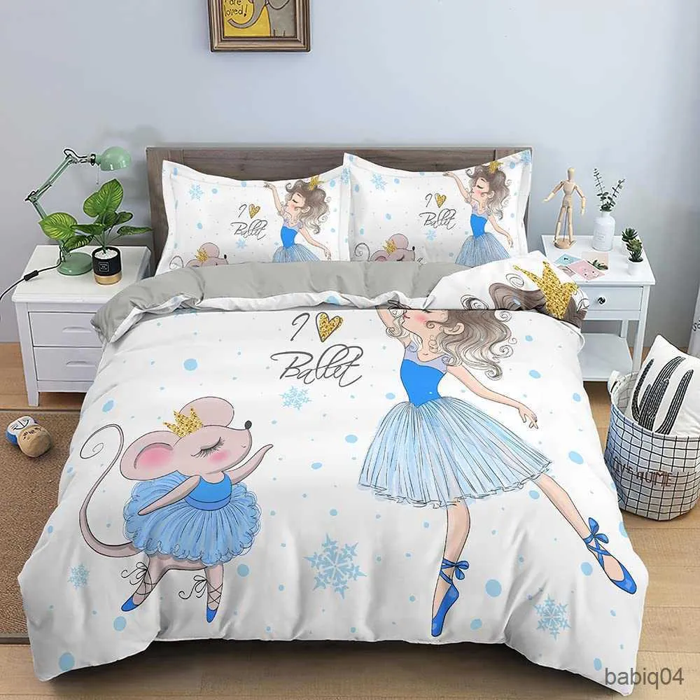 Beddengoed sets Cartoon Dansend Meisje Print Beddengoed Sets Kind Kids Covers Jongens Bed Set voor Tieners maat beddengoed set R230901