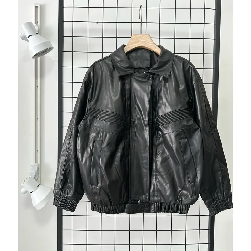 Men's Jackets 2023 Bright Black Men Zipper Jacket PU Leather Harajuku Winter Keep Warm Windproof and Waterproof Motorcycle Pilot Coat 230831