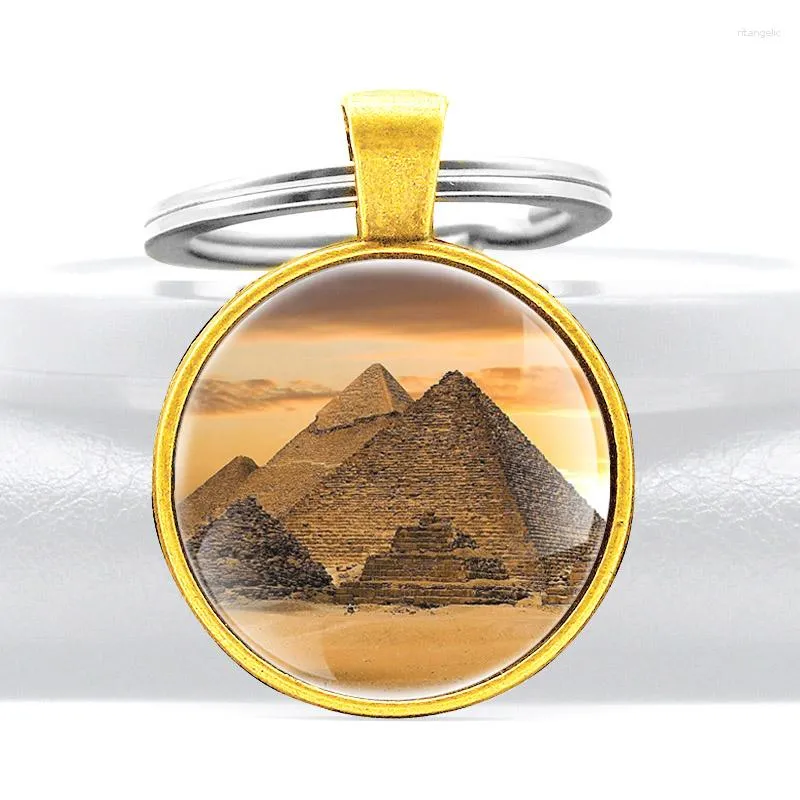 Antique Egyptian Pyramids Glass Dome Personalized Photo Keychains