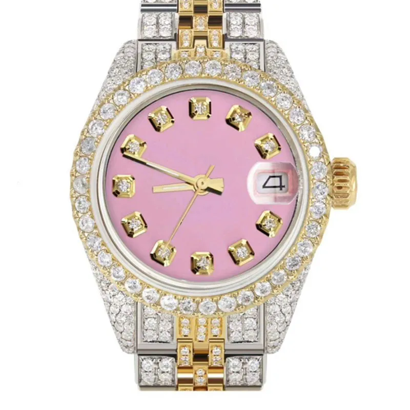 Full Diamond Women Watch 2824 Automatyczne zegarki mechaniczne Diamentowe ramki wodoodporne Sapphire zegarek Diamond Bransoletka ze stali nierdzewnej Montre de Luxe