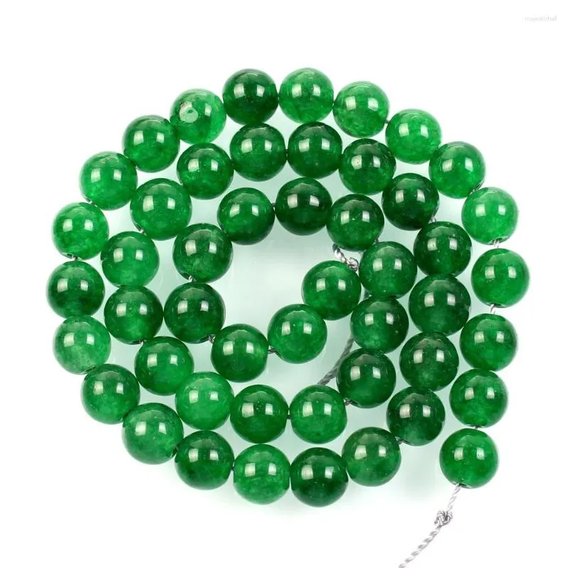 Perline in pietra naturale verde marmo trasparente sfuse per creazione di gioielli ricamo braccialetto fai da te filo 4-12 MM