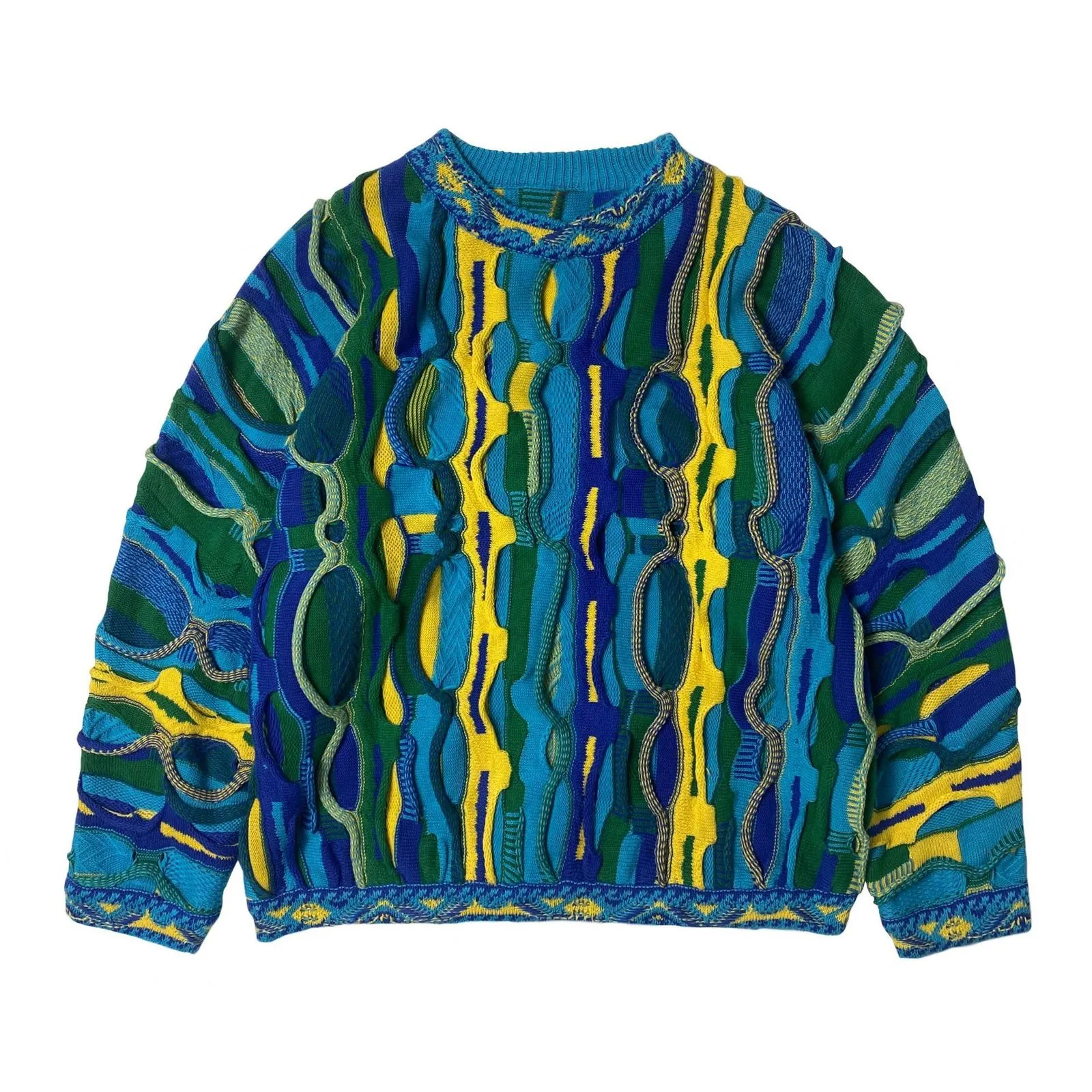 Heren Colorblock Jumper Kabel Gebreide Trui Ronde Hals Patchwork Trui