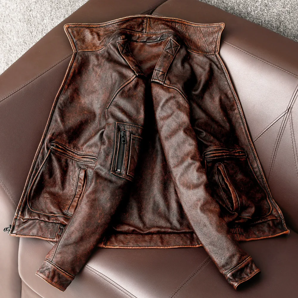 DHgate.com:Genuine Cowhide Leather Jacket for Men: Vintage DHgate.com:Genuine Cowhide Leather Jacket for Men: Vintage