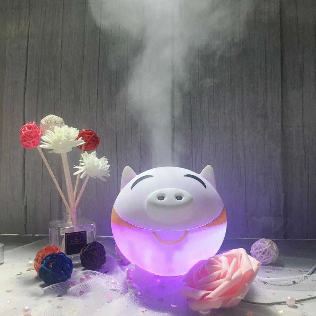 Cute Air Humidifier, Mini Cool Mist Humidifiers with Fan and Night Lamp Function for Bedroom, Baby Room, Office and Travel